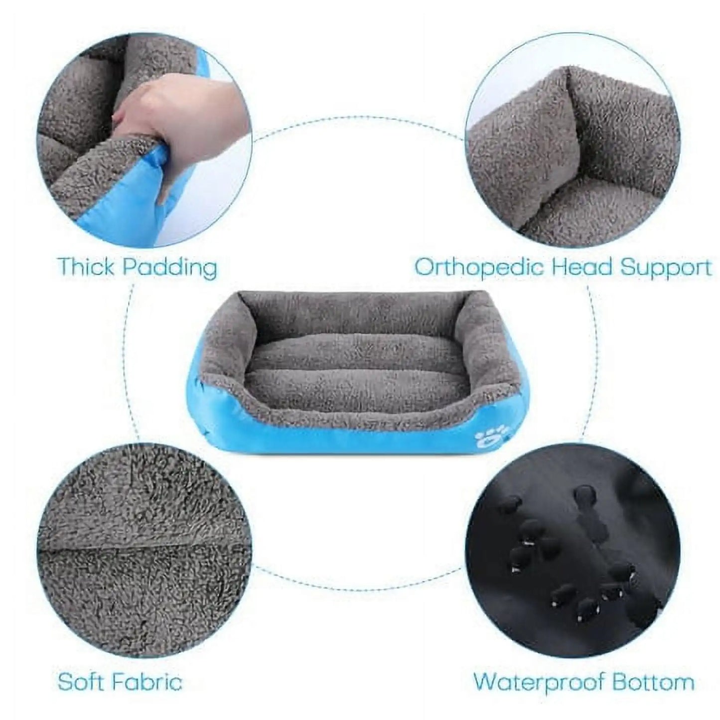 Colorful square dog bed for winter, soft and warm, waterproof.