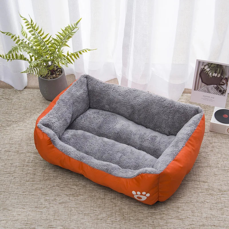 Colorful square dog bed for winter, soft and warm, waterproof.