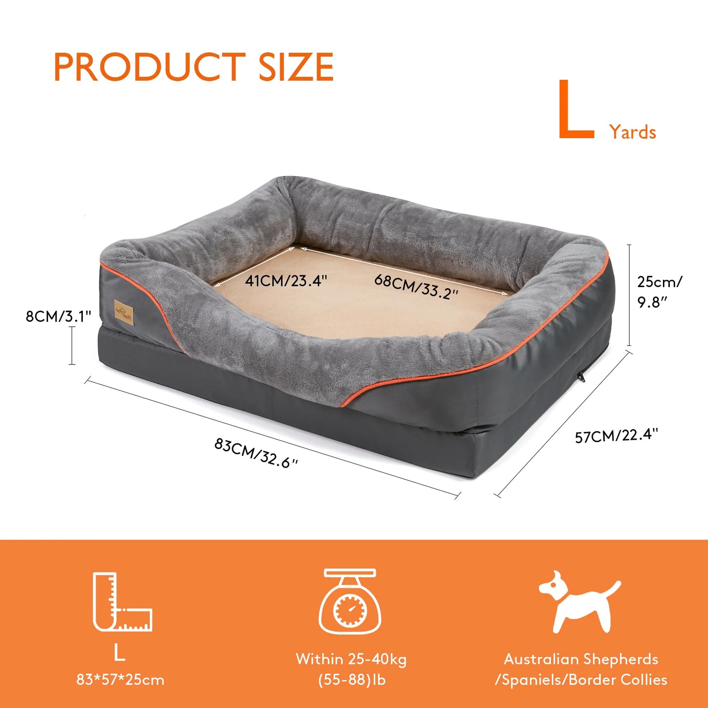 Super soft orthopedic foam dog bed with sleeping mat, cotton padded cushion and removable cover