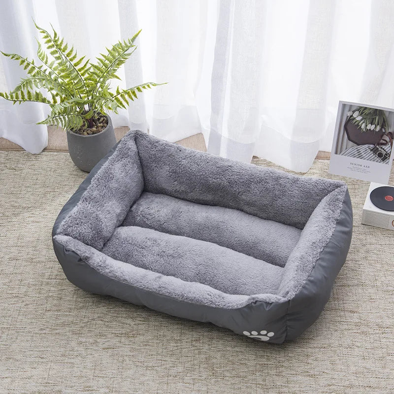 Colorful square dog bed for winter, soft and warm, waterproof.