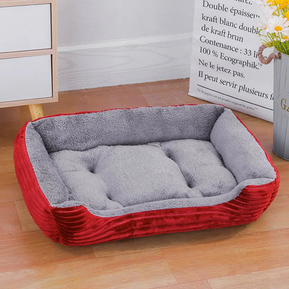 Colorful square dog bed for winter, soft and warm, waterproof.