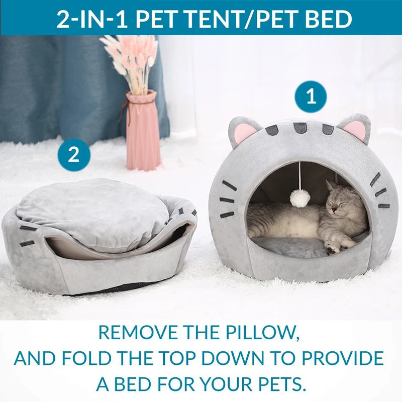Super cat bed, warm house for pets.