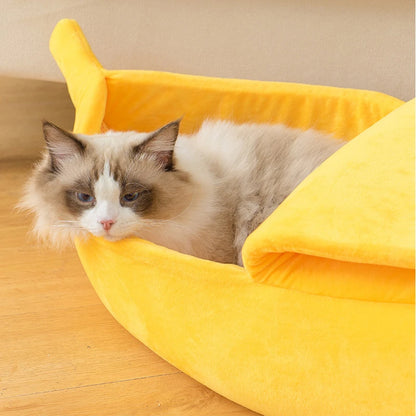 Banana cat bed, cute, funny, cozy.
