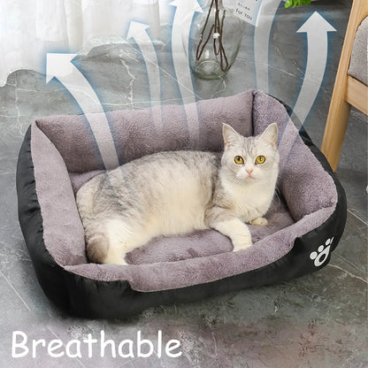 Colorful square dog bed for winter, soft and warm, waterproof.