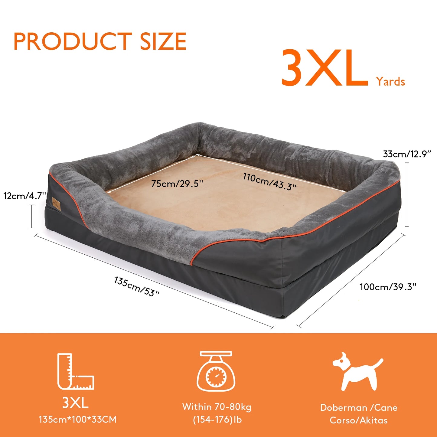 Super soft orthopedic foam dog bed with sleeping mat, cotton padded cushion and removable cover