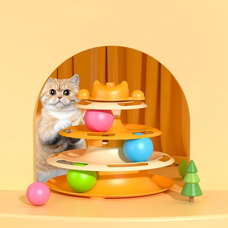 Turntable for cats with 4 layers of feathers