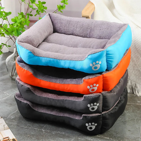 Colorful square dog bed for winter, soft and warm, waterproof.