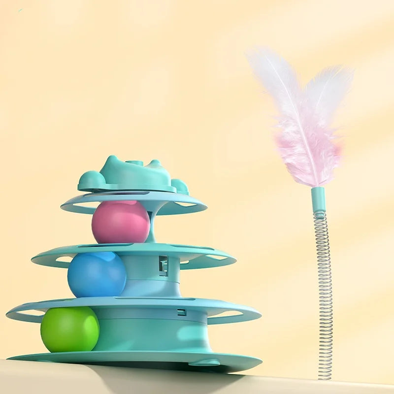 Turntable for cats with 4 layers of feathers
