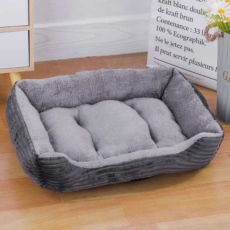 Colorful square dog bed for winter, soft and warm, waterproof.