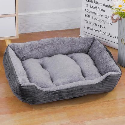 Colorful square dog bed for winter, soft and warm, waterproof.