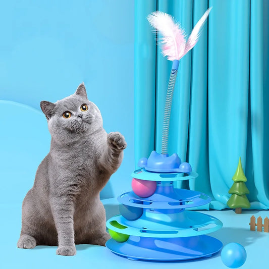 Turntable for cats with 4 layers of feathers