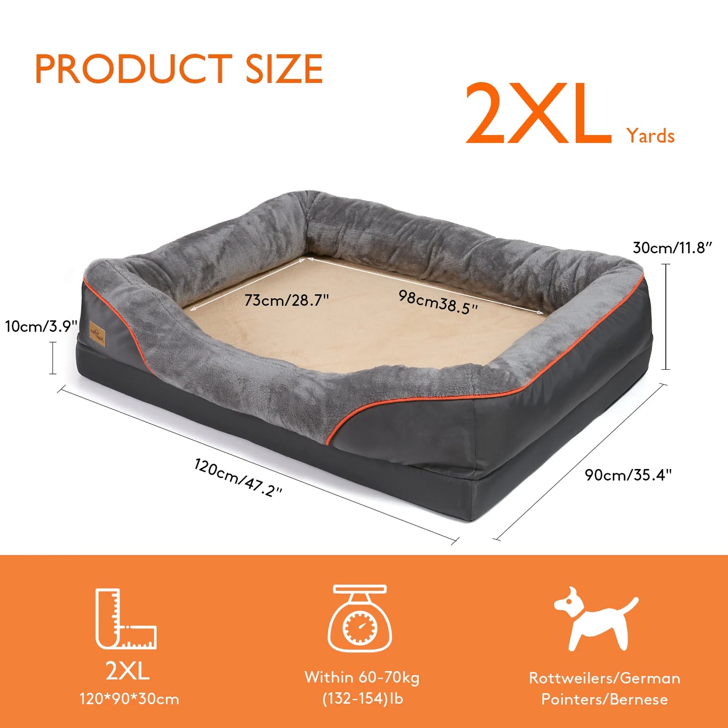 Super soft orthopedic foam dog bed with sleeping mat, cotton padded cushion and removable cover