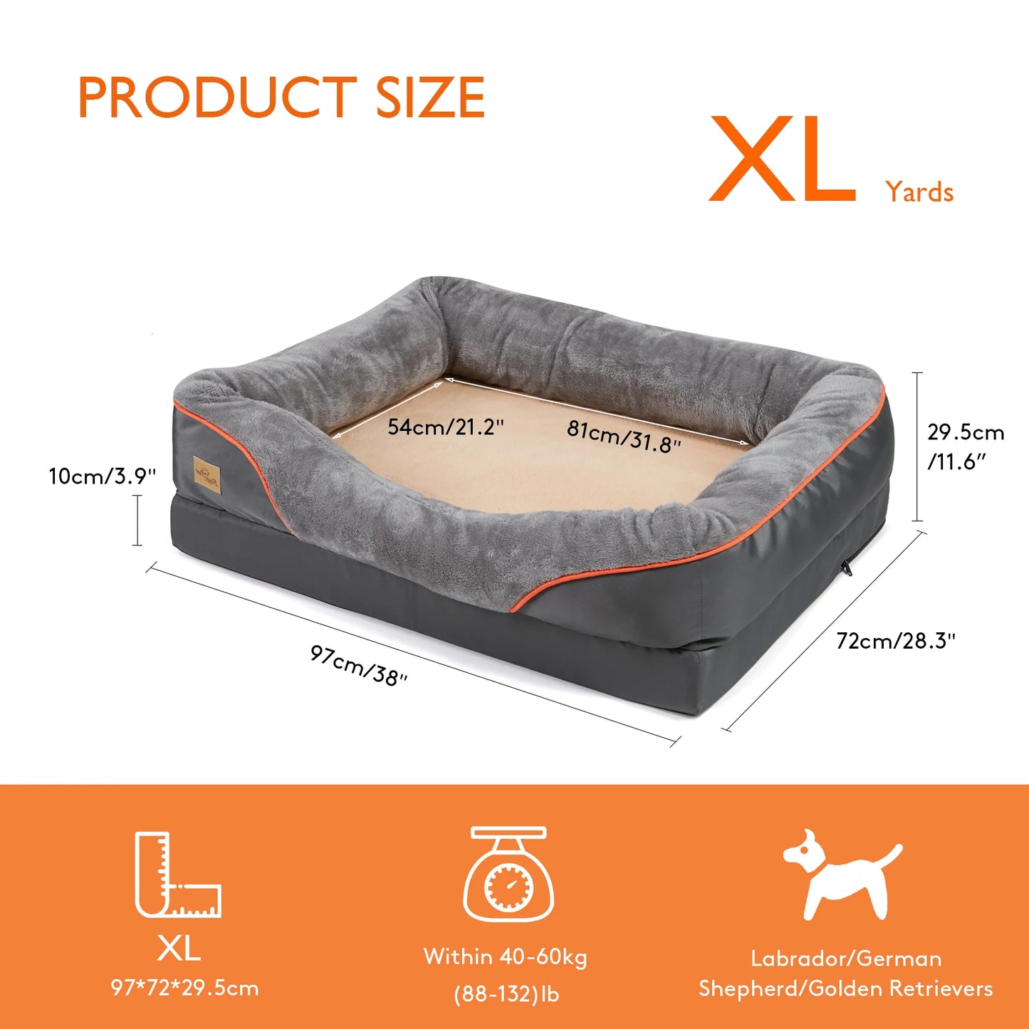 Super soft orthopedic foam dog bed with sleeping mat, cotton padded cushion and removable cover