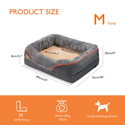 Super soft orthopedic foam dog bed with sleeping mat, cotton padded cushion and removable cover