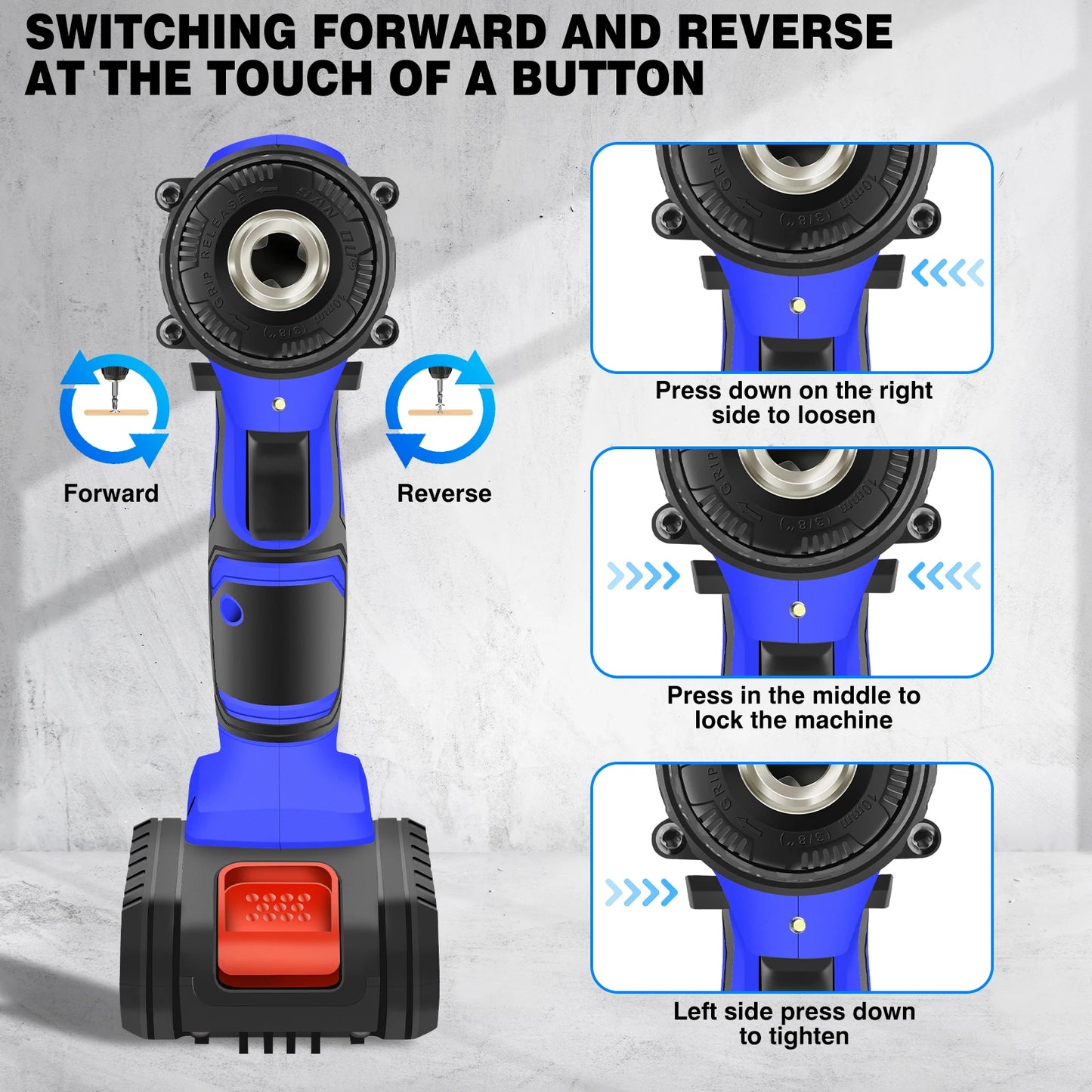 Cordless Drill Kit Electric Screwdriver Kit, 45Nm Cordless Combination Drill, LED Work Light, Home and Garden DIY Project Kit
