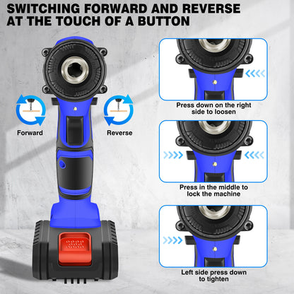 Cordless Drill Kit Electric Screwdriver Kit, 45Nm Cordless Combination Drill, LED Work Light, Home and Garden DIY Project Kit
