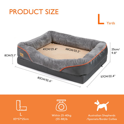 Super soft orthopedic foam dog bed with sleeping mat, cotton padded cushion and removable cover