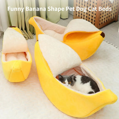 Banana cat bed, cute, funny, cozy.