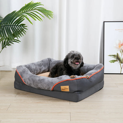 Super soft orthopedic foam dog bed with sleeping mat, cotton padded cushion and removable cover
