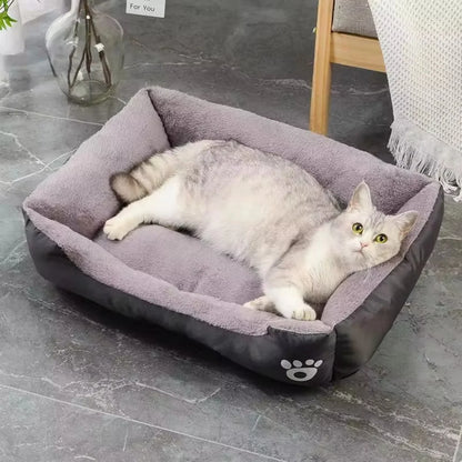 Colorful square dog bed for winter, soft and warm, waterproof.