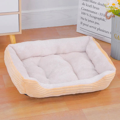 Colorful square dog bed for winter, soft and warm, waterproof.