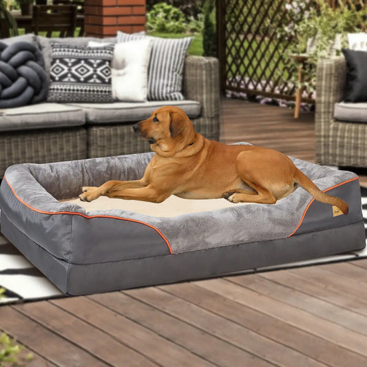 Super soft orthopedic foam dog bed with sleeping mat, cotton padded cushion and removable cover
