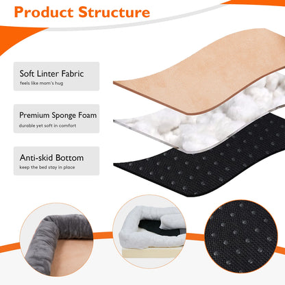 Super soft orthopedic foam dog bed with sleeping mat, cotton padded cushion and removable cover