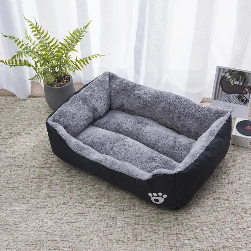 Colorful square dog bed for winter, soft and warm, waterproof.
