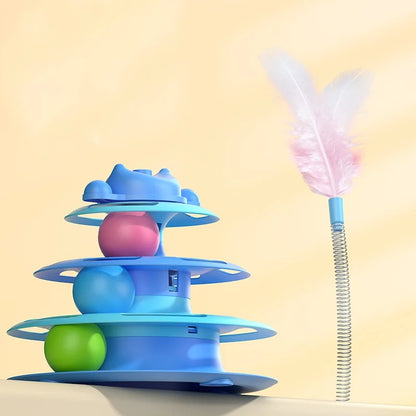 Turntable for cats with 4 layers of feathers