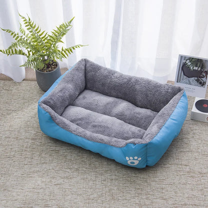 Colorful square dog bed for winter, soft and warm, waterproof.