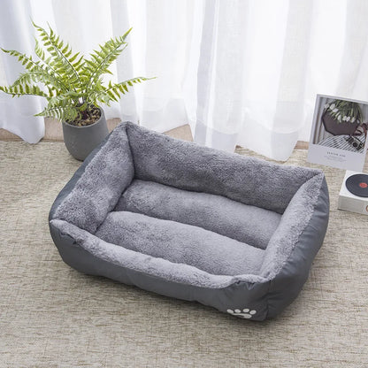 Colorful square dog bed for winter, soft and warm, waterproof.
