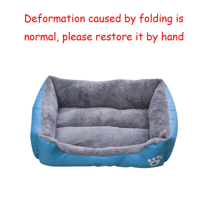 Colorful square dog bed for winter, soft and warm, waterproof.