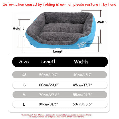 Colorful square dog bed for winter, soft and warm, waterproof.